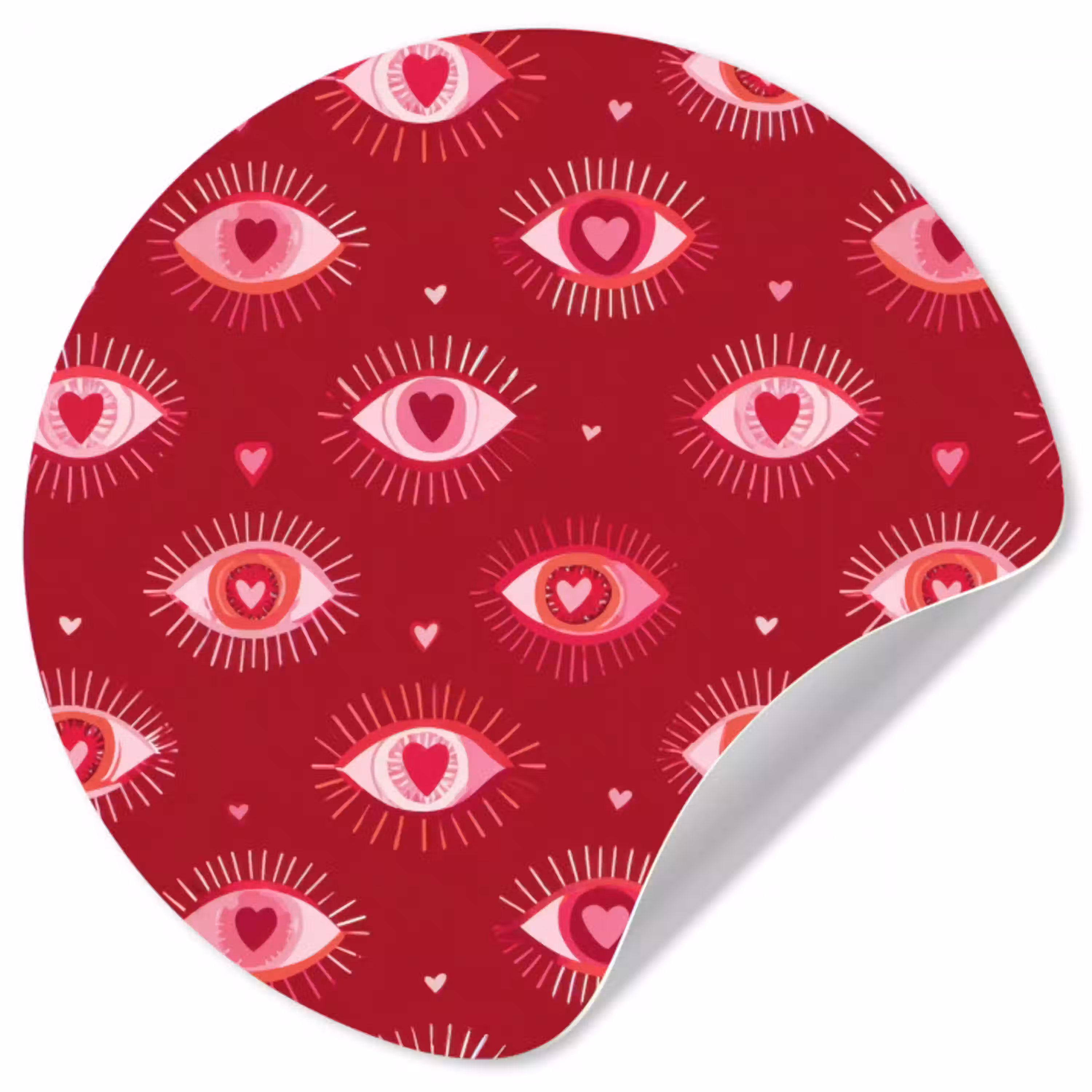 Ogen - Patroon - Roze - Donkerrood Wandcirkel behangsticker klein 186 -3d