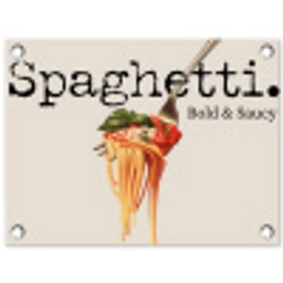 Spaghetti - tomatensaus - Parmezaanse kaas tuinposter los doek klein -3d