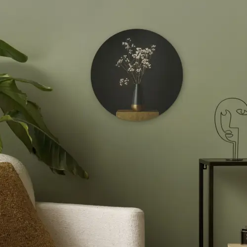 Bloembollen - Wit - Vaas - Minimalistisch Akoestische PET Vilt - Rond klein -sfeer2