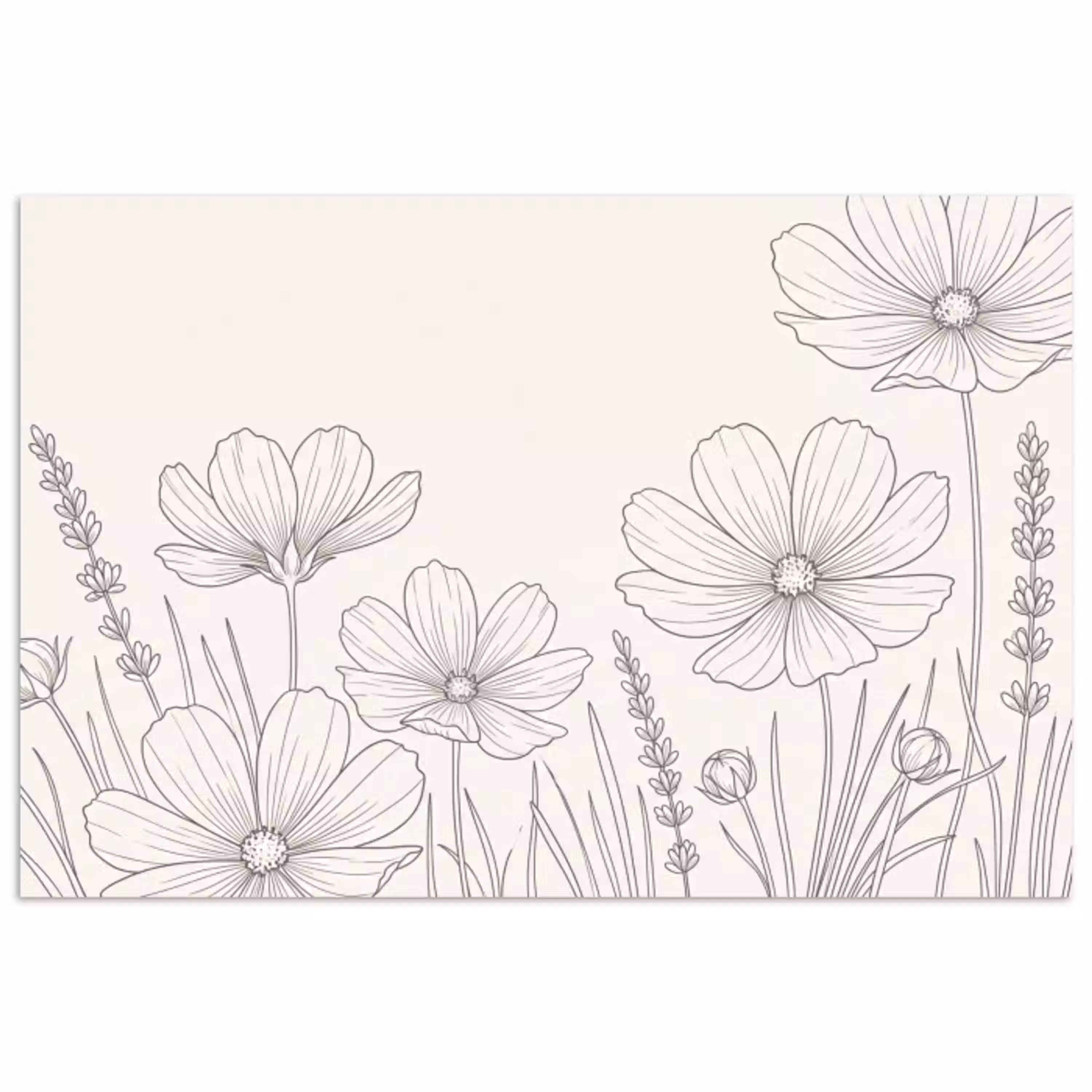 Minimalistisch - Modern - Bloemen - Beige poster papier klein -3d