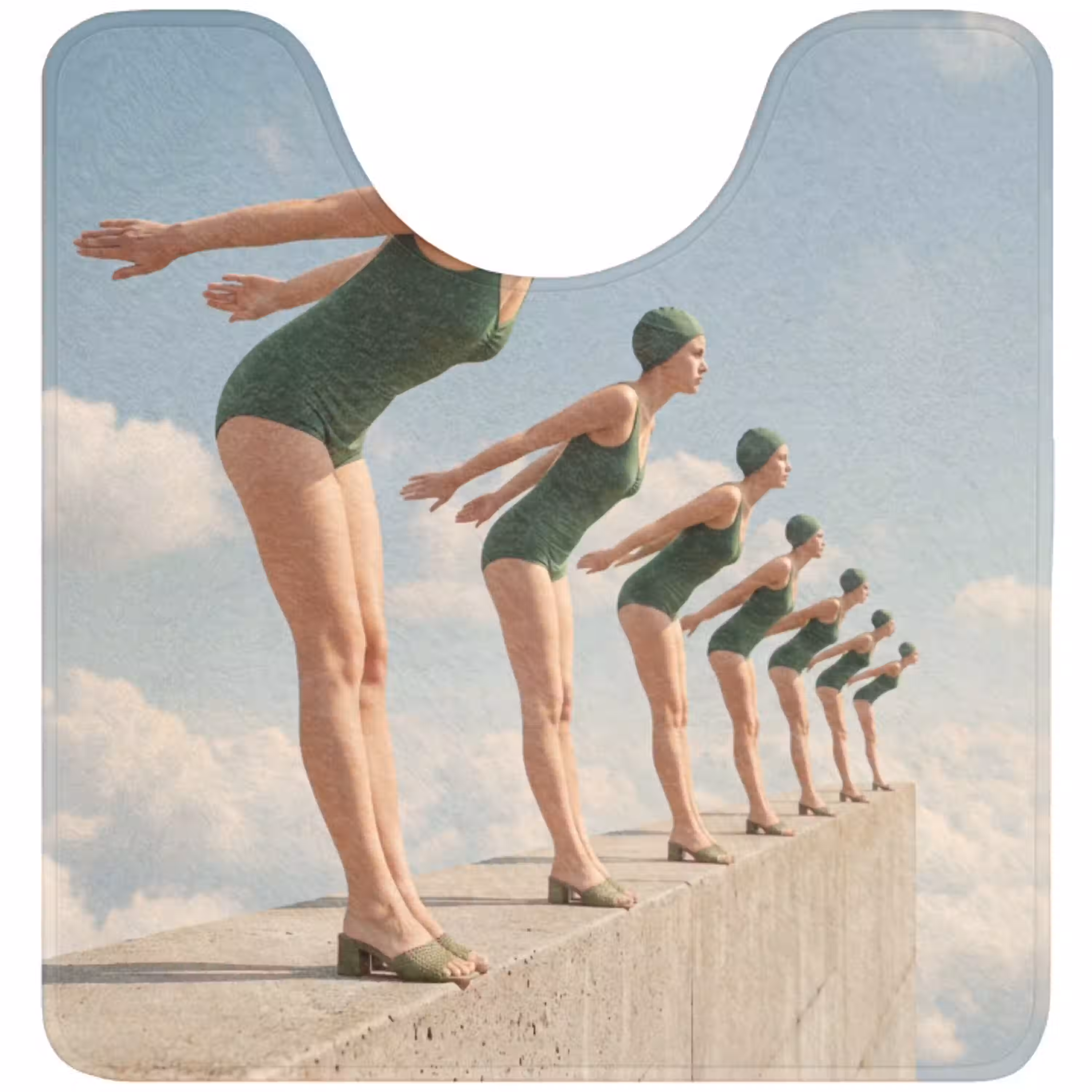 Vrouwen - Duikhouding - Wolken WCmat U-uitsnede middel -3d