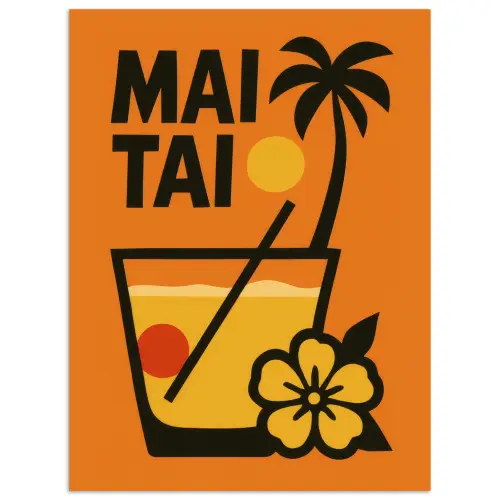 Palmboom - Bloem - Art - Drink poster papier klein -3d