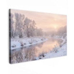 Rivier - Winter - Landschap - Sneeuw - Zonsopgang canvas 2cm klein -z3d