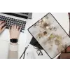 Abstracte vierkanten - Aardetonen - Mistig laptophoes neopreen klein -bureau
