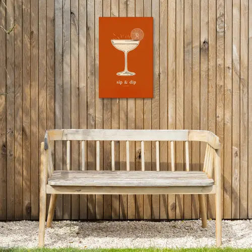 Cocktail - Oranje - Zomer - Quote Tuinposter op houten frame 2 cm dik klein -sfeer4