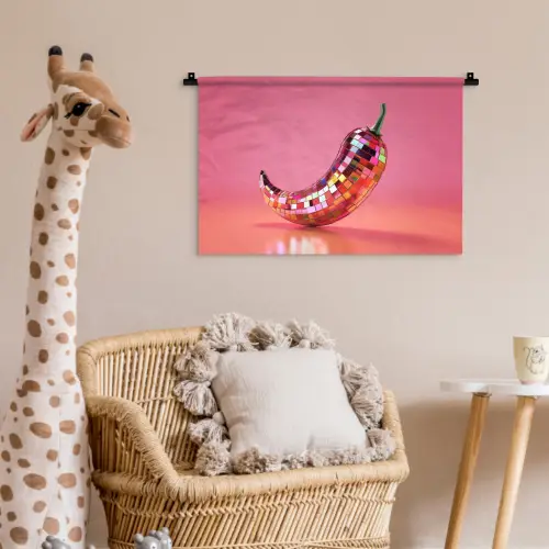 Peper - Disco - Rood - Glitter Wandkleed katoen klein -wsfeer5_kind