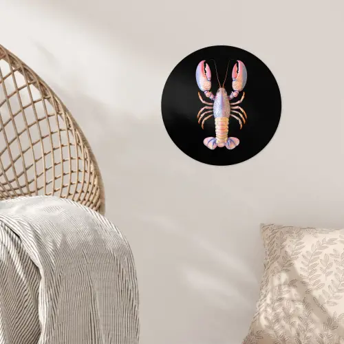 Kreeft - Roze - Zacht - Zwart Wandcirkel behangsticker klein -sfeer4