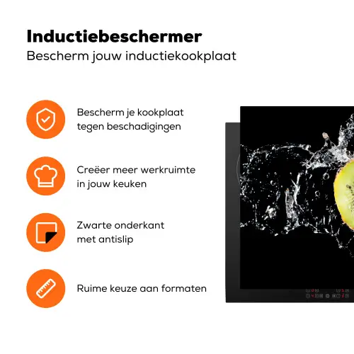 Kiwi in Waterkunstwerk Inductie beschermer vinyl 3mm klein -zzzzzzz-td-ups