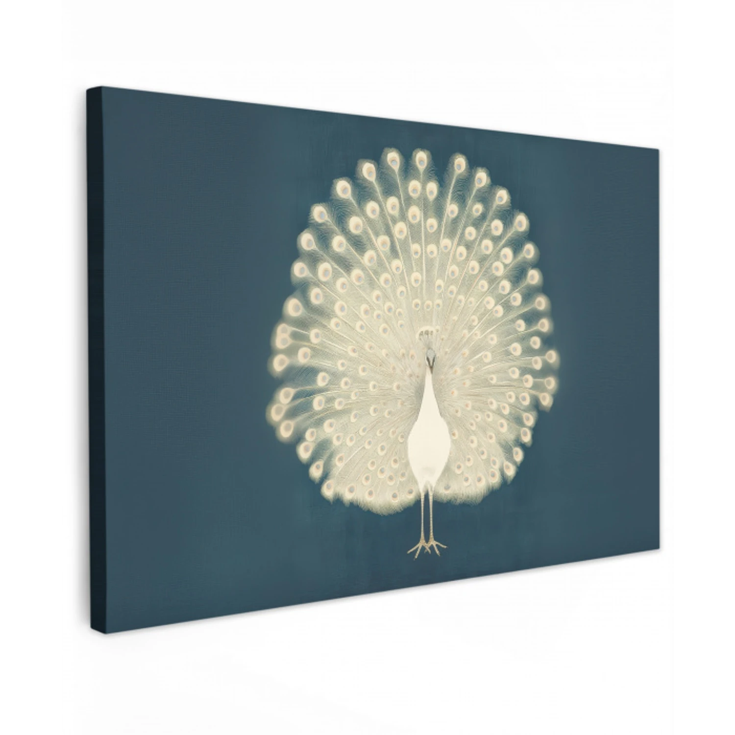 Vogel - Blauw - Vintage canvas 2cm klein -z3d