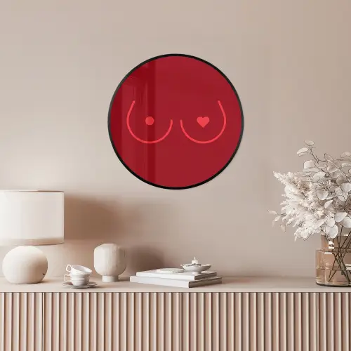 Minimalistisch - Lijnillustratie - Rood Fotolijst rond zonder passe partout klein -sfeer3