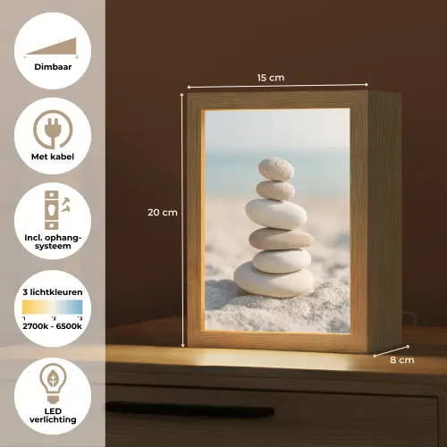 Stenen - Stapel - Zand - Zee Light Box met kabel (Tafellamp) klein -USP_NL