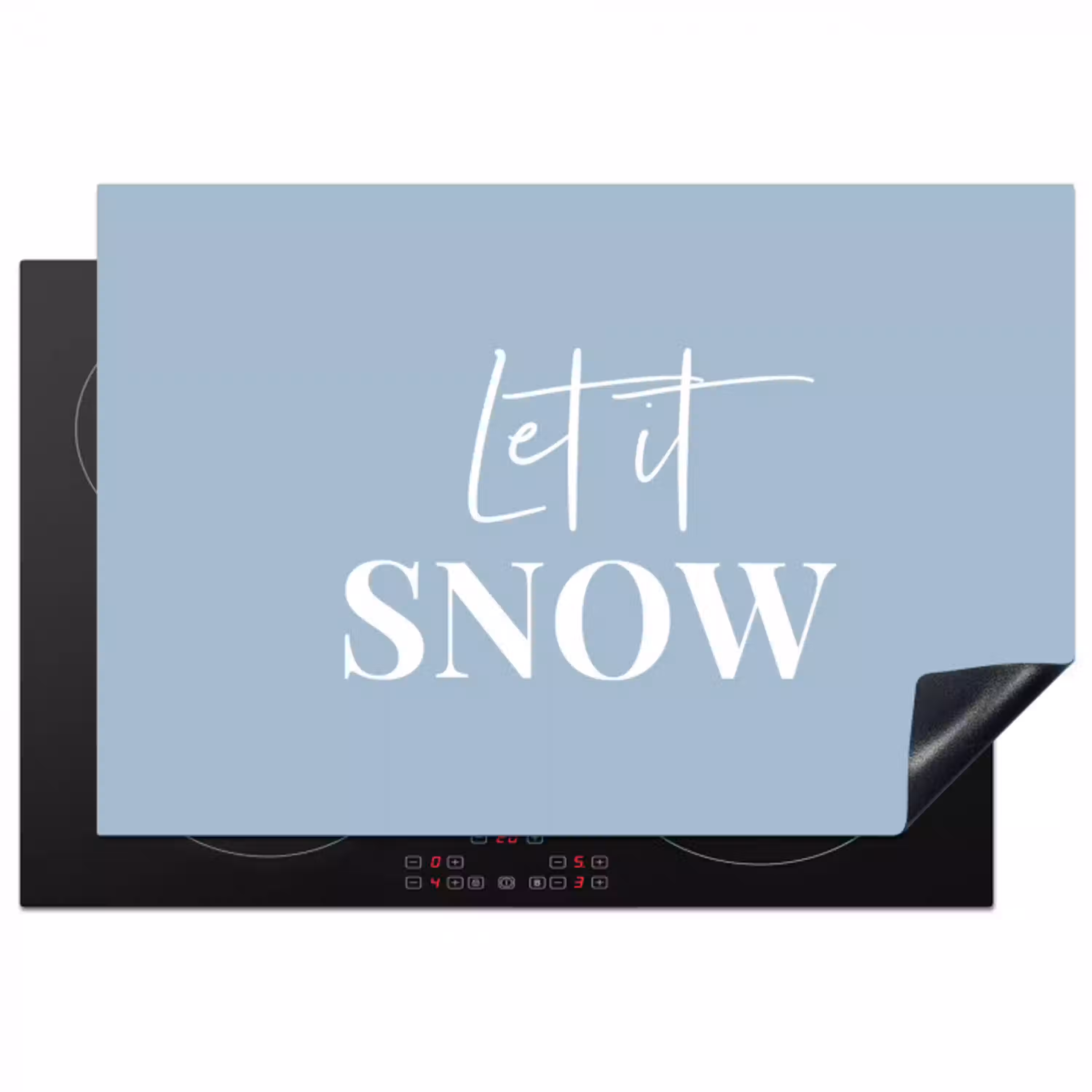 Sneeuw - Winter - Blauw - Let it snow Inductie beschermer vinyl 3mm klein -3d