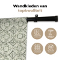 Krulornament - Tegel - Groen Wandkleed katoen klein 269 -sfeer2
