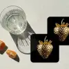 Aardbei - Goud - Zwart - Chrome onderzetter kurk middel -sfeer4