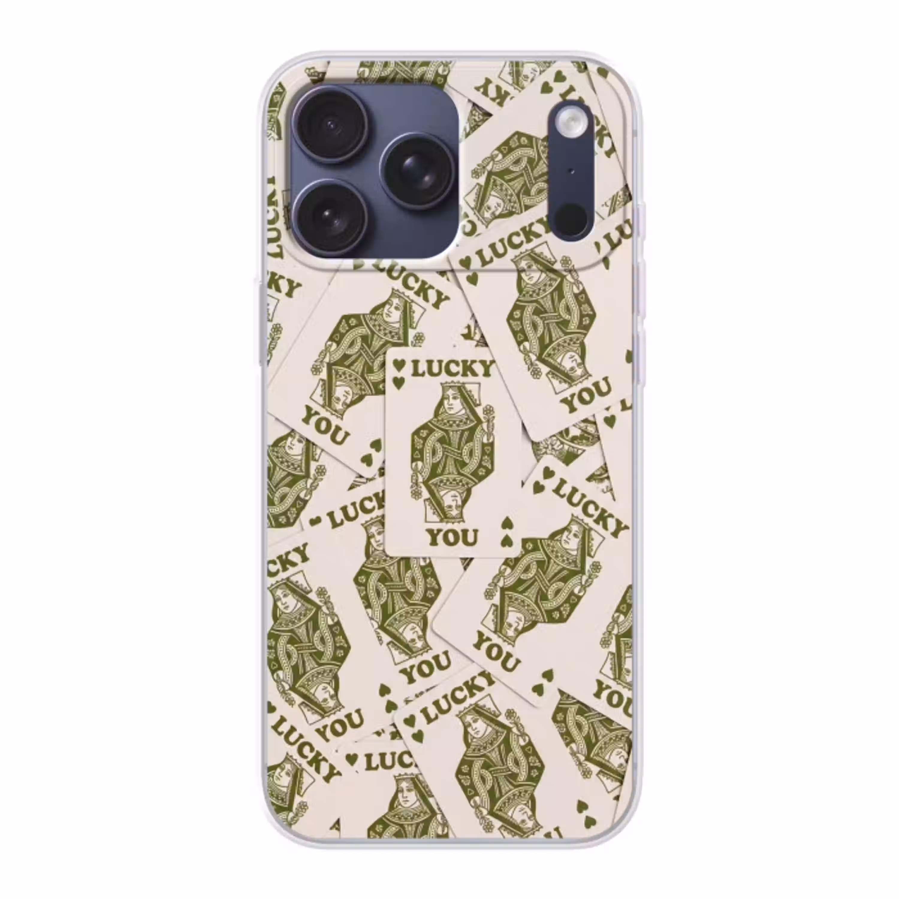 Kaarten - Koningin - Patroon - Groen - Spel Telefoonhoesje iPhone 17 Pro Max klein -3d