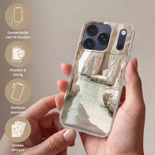 Rotsen - Zee - Zand - Kloof Telefoonhoesje iPhone 17 Pro klein -sfeer3_NL