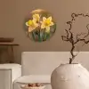 Bloemen - Geel - Wazig Wandcirkel kunststof plaat 5mm dik klein -sfeer1