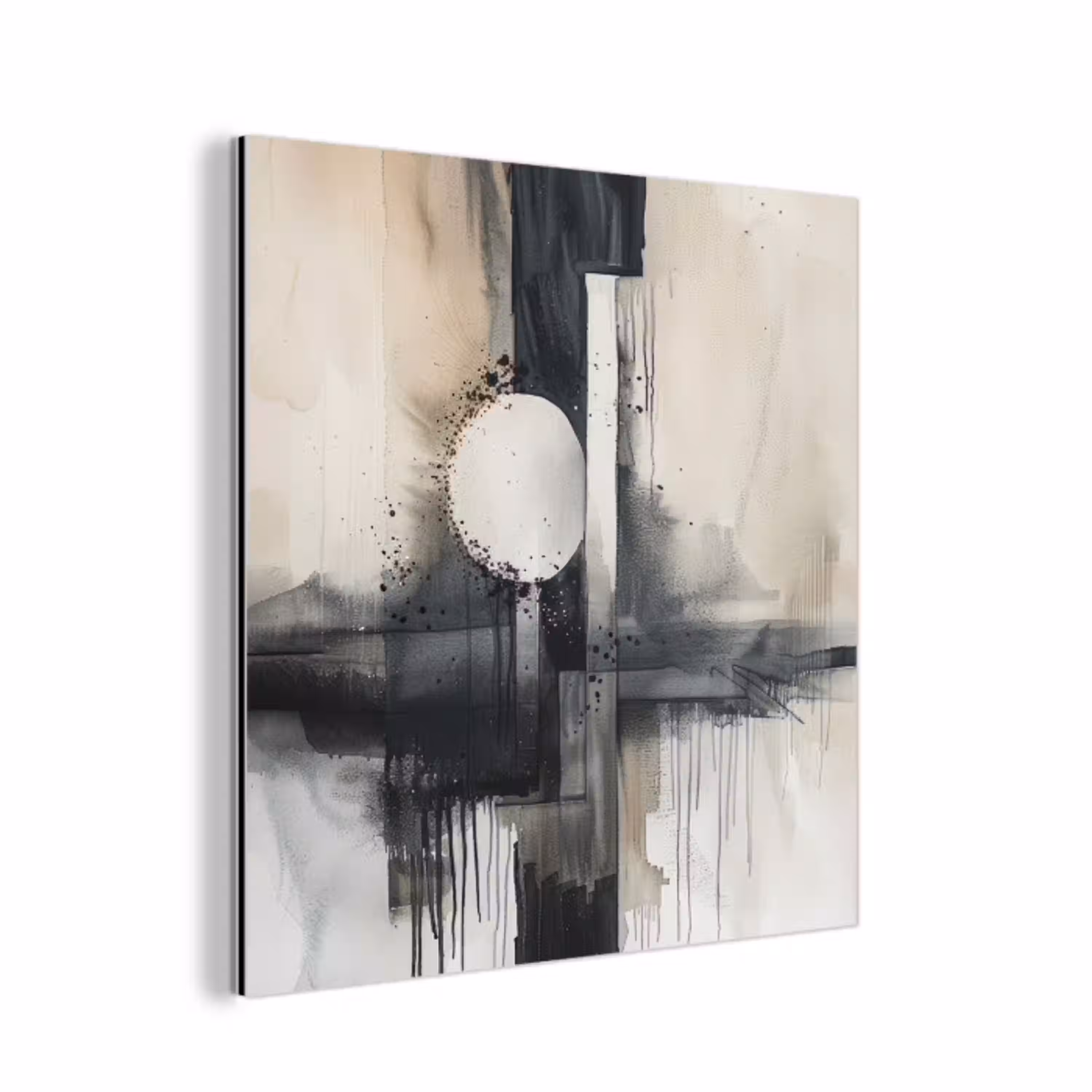 Abstract - Zwart wit - Verf - Modern aluminium wit klein -3d