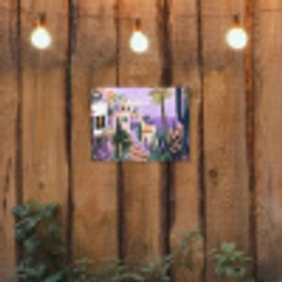 Huizen - Minimalistisch - Palmbomen - Kust tuinposter los doek klein -sfeer1
