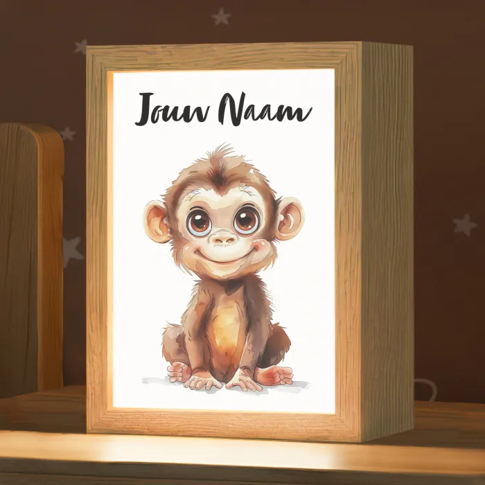 Aap - Baby - Jungle dieren Light Box met kabel (Kinderlampje) klein -zzz_3d_website