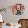 Portret - Vrouw - Abstract - Bloemen Akoestische PET Vilt - Rond klein -sfeer3