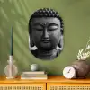 Boeddha - Grijs - Spiritualiteit - Buddha beeld - Religie Wandcirkel Ovaal Forex klein -sfeer2