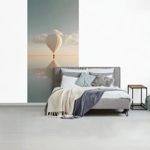 Luchtballon - Wolken - Water - Blauw fotobehang vinyl groot -slaapkamer