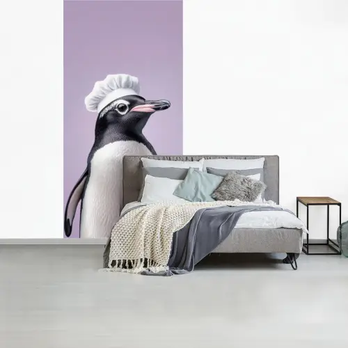 Pinguïn - Koksmuts - Lief - Paars fotobehang vinyl groot -slaapkamer