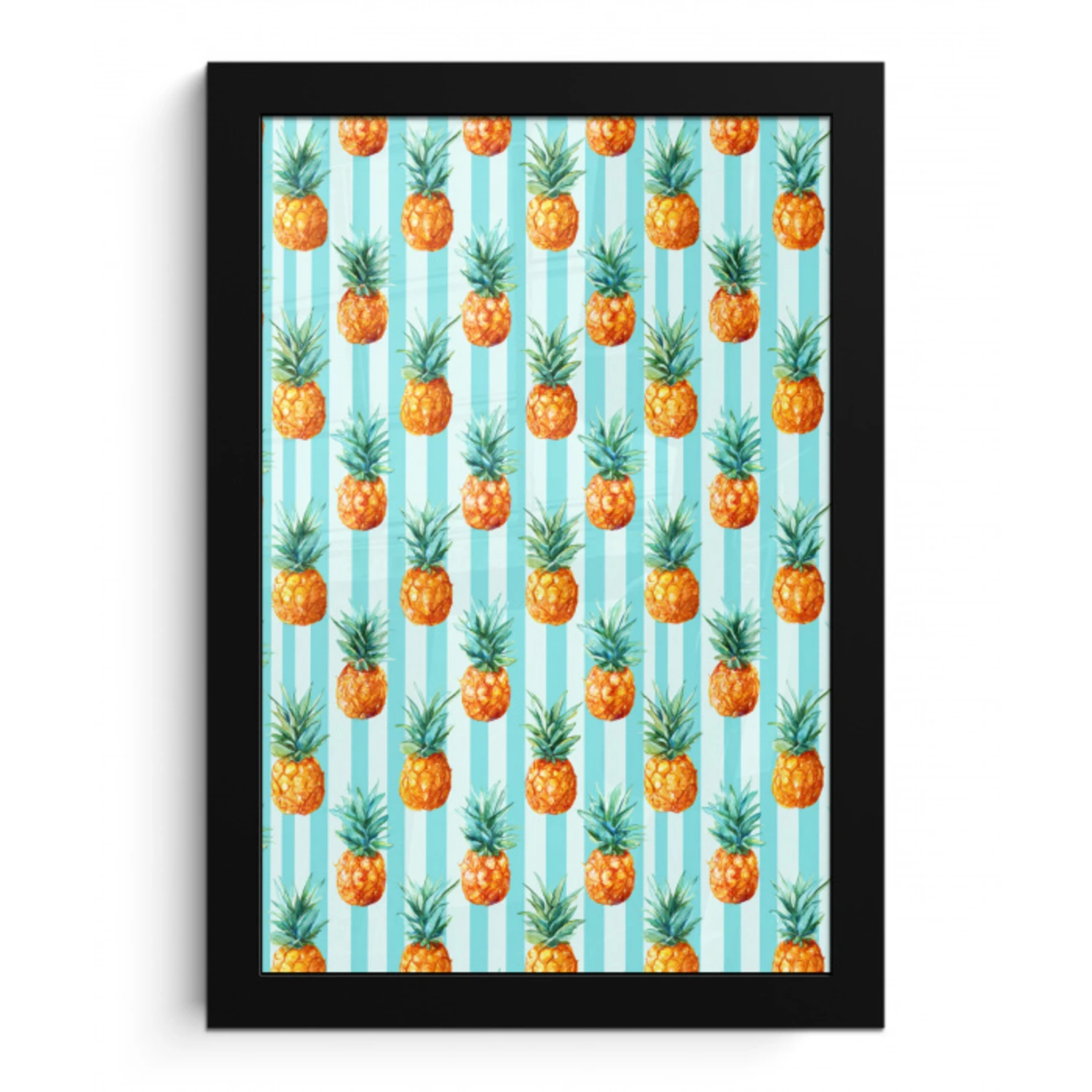 Ananas - Strepen - Groen fotolijst zwart zonder passe partout klein 224 -3d