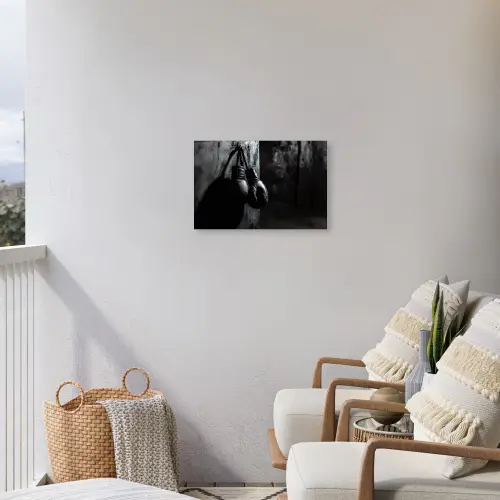 Bokshandschoenen - Muur - Duister - Zwart Tuinposter op houten frame 2 cm dik klein -sfeer1