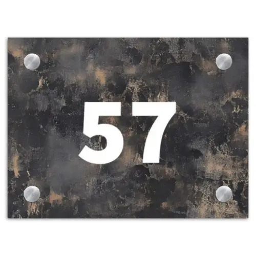 Verweerd metaal - Traditioneel Naambord Rechthoek middel -3d