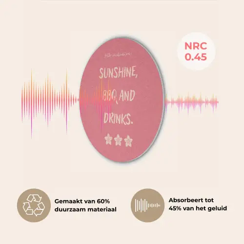 BBQ - Quote - Roze - Zomer Akoestische PET Vilt - Rond klein -USP_NL