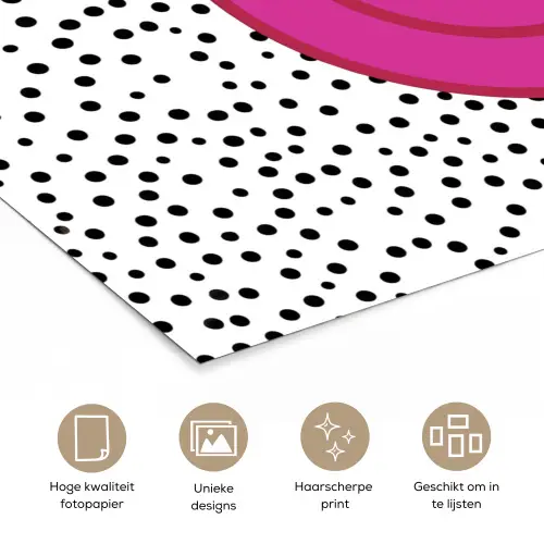 Smiley - Roze - Stippen poster papier klein -closeup_NL