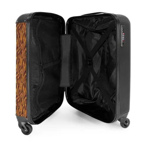 Oranje tijgerstrepen met vloeiend motief NBS - Handbagage koffer - Kinderen Unisex middel -binnenkant