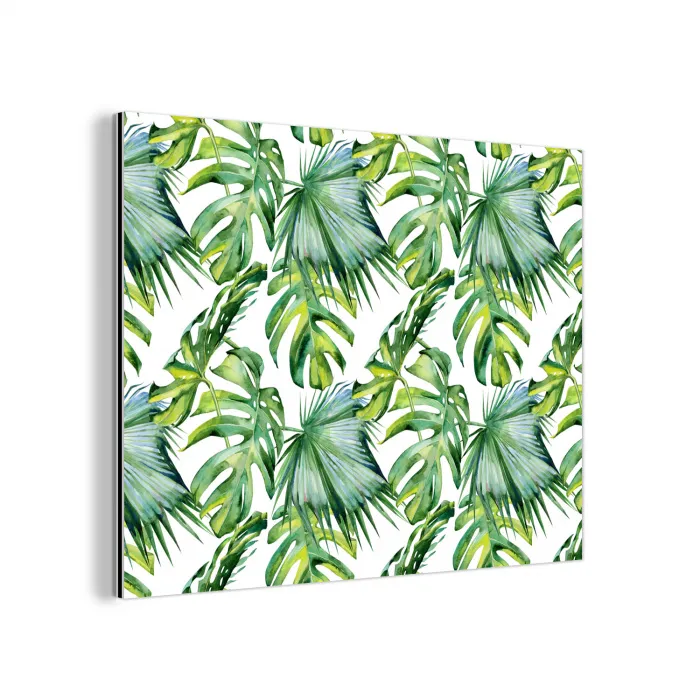 Inductie beschermer - Tropical - Bladeren - Jungle - Inductie mat aluminium wit klein -3d