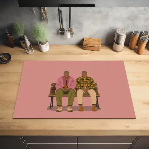 Illustratie - Bankje - Personen - Minimalistisch Inductie beschermer vinyl 3mm klein -sfeer5