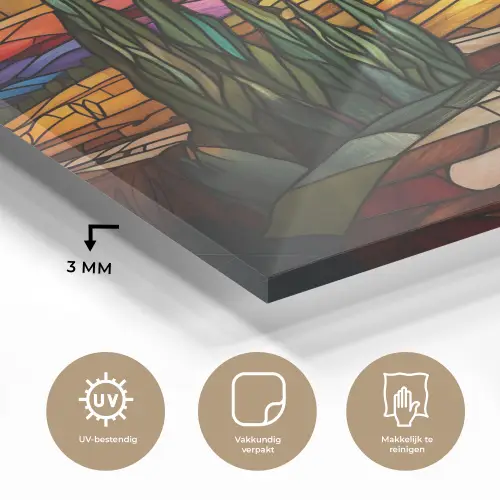 Mozaïek - Zon - Landschap - Dorp plexiglas 5mm klein -sfeer2