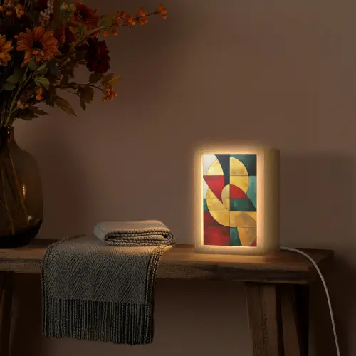 Abstract - Kerst - Goud - Rood - Groen Light Box met kabel (Tafellamp) klein -sfeer4