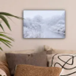 Rivier - Sneeuw - Bos - Winter - Schilderachtig canvas 2cm klein -sfeer1