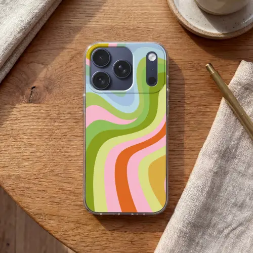 Lijnen - Pasteltinten - Golvend Telefoonhoesje iPhone 17 Pro klein -sfeer1