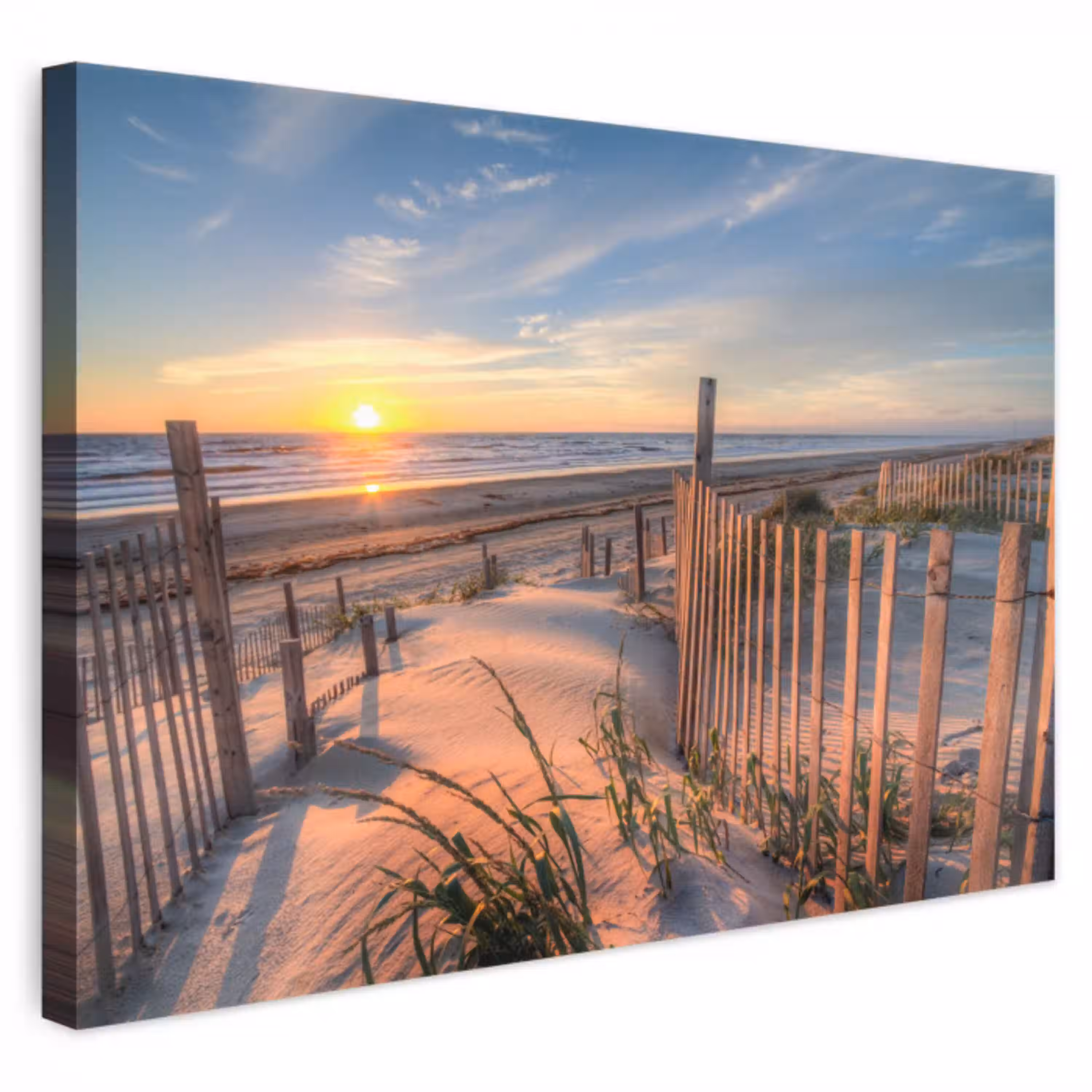 Strand - Zee - Duin - Zonsondergang - Landschap canvas 2cm klein -3d