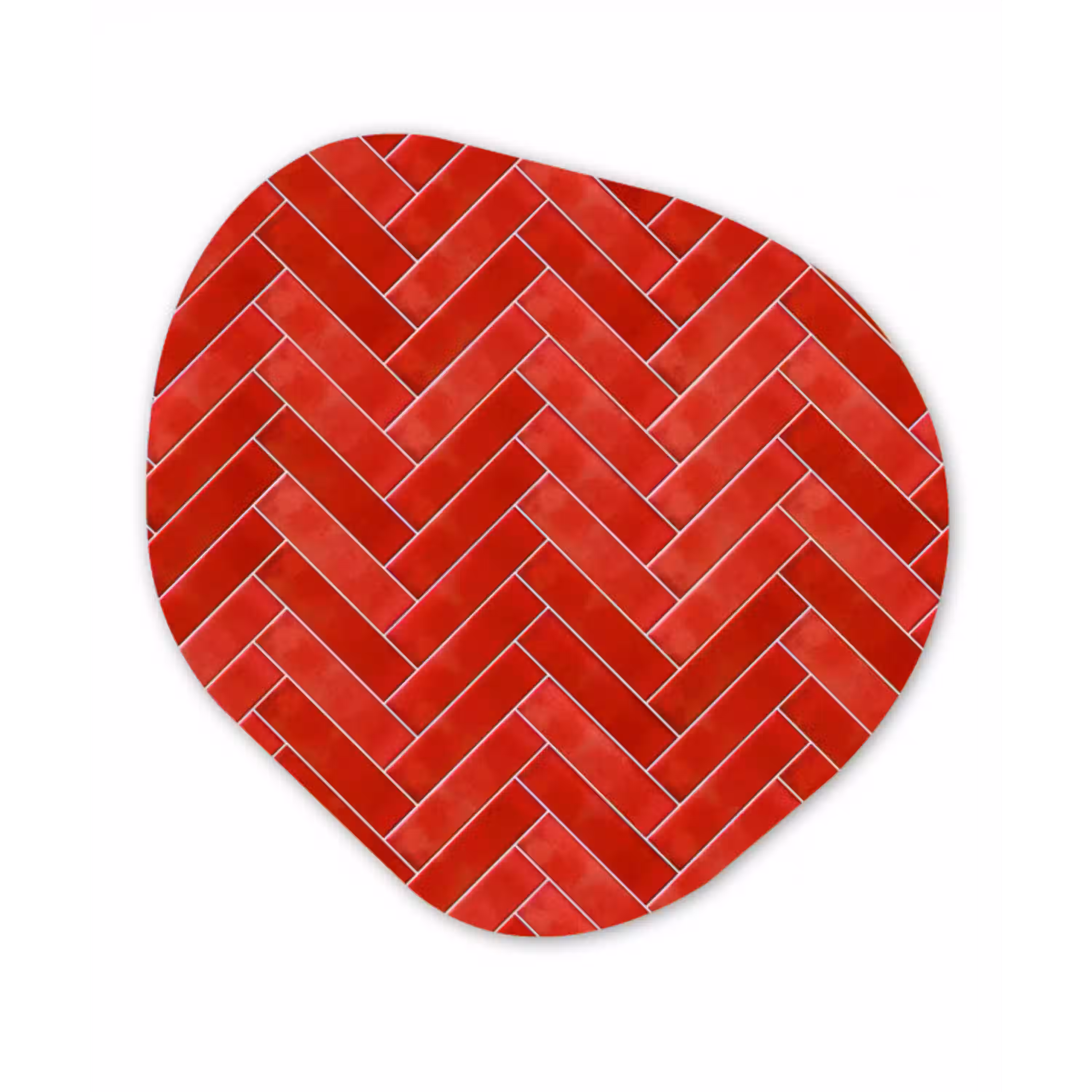Visgraat - Tegel - Rood Wandcirkel Organisch Aluminium middel 851 -3d