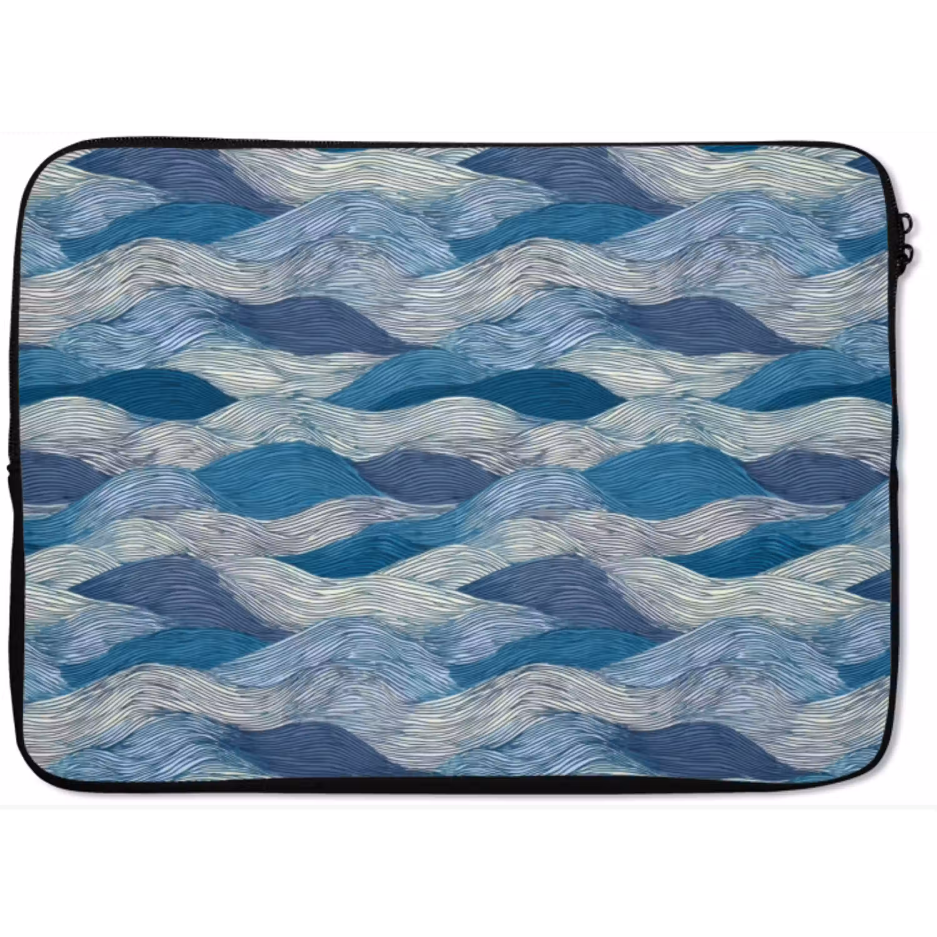 Getekend - Blauw - Wit - Golvend - Streepjes laptophoes neopreen klein 279 -zkaufland3dotto