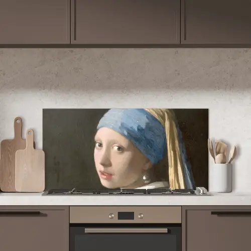 Meisje met de Parel - Schilderij van Johannes Vermeer keuken achterwand spatscherm middel -sfeer2