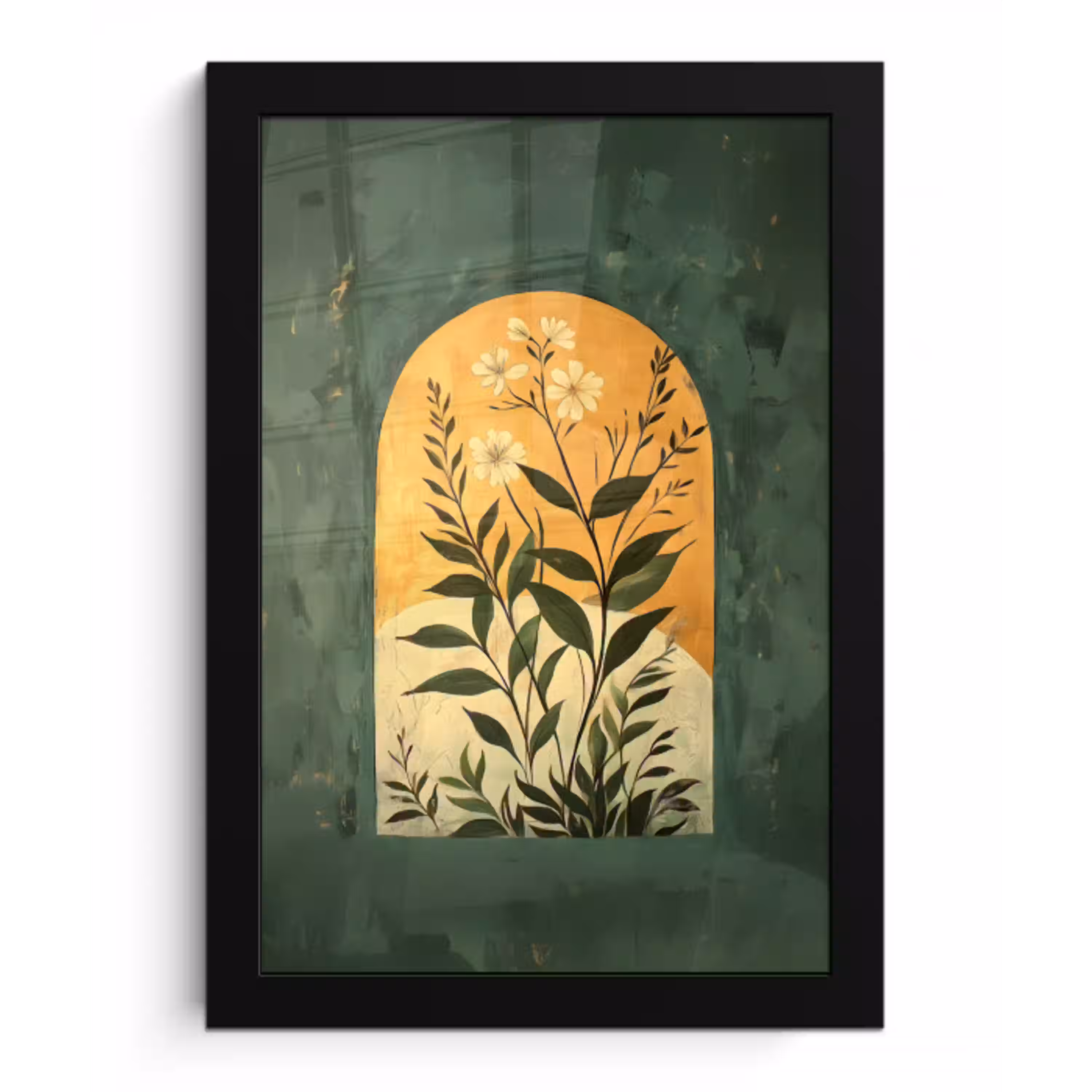 Plant - Bloemen - Wit fotolijst zwart zonder passe partout klein -3d