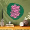 Abstract - Pink - Lijnen - Groen Wandcirkel Organisch Plexiglas middel -sfeer2
