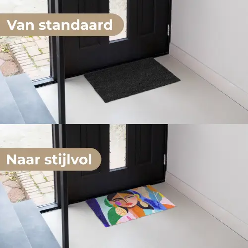 Portret - Vrouw - Modern Deurmat klein -voor-na_NL