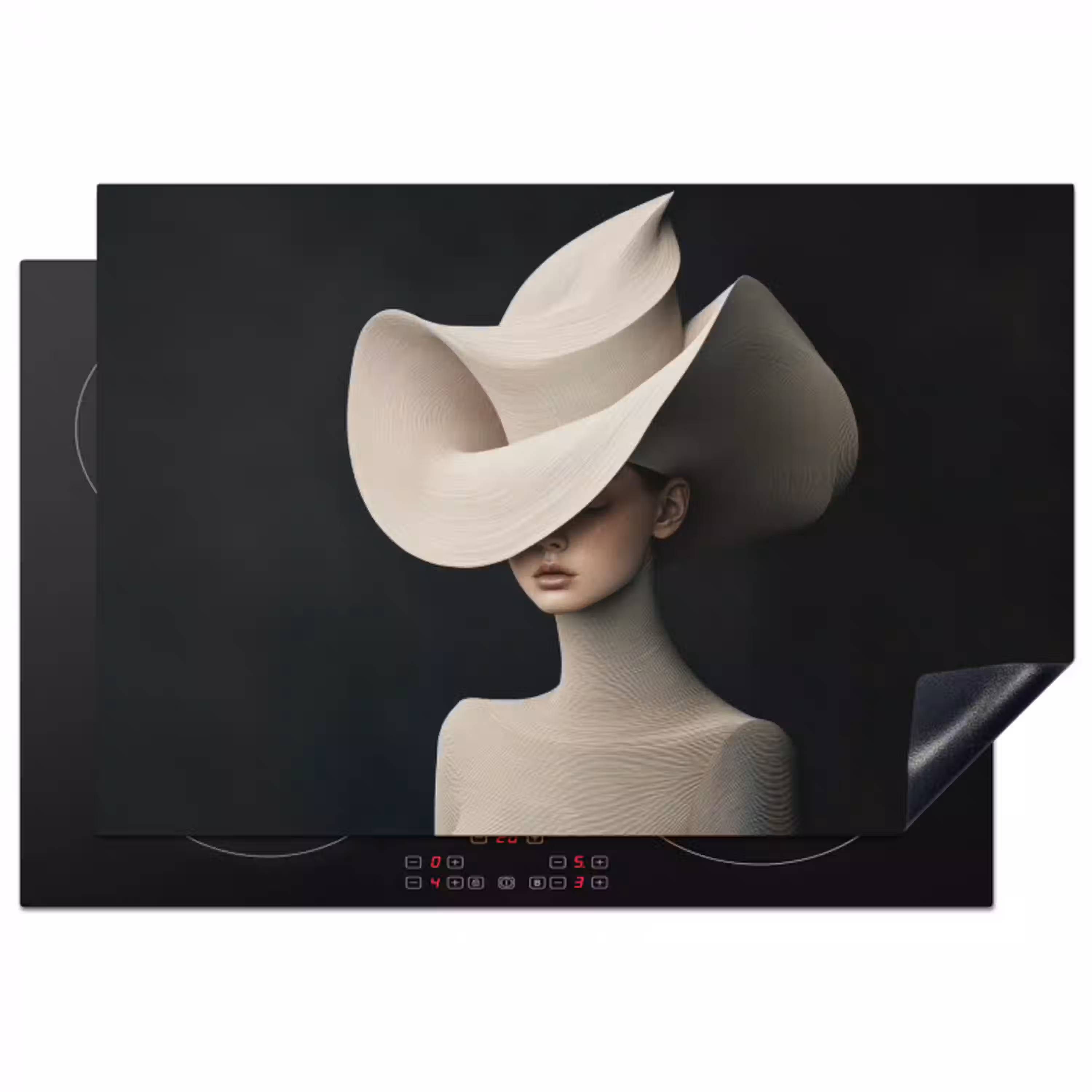 Vrouw - Golvende - Hoed Inductie beschermer vinyl 3mm klein -3d