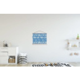 Ruitpatroon - Blauw - Crème textielposter latten blank klein 122 -kinderkamer