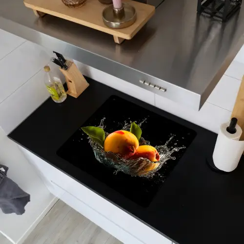Mango - Fruit - Water - Zwart - Bladeren Inductie beschemer met haakjes middel -sfeer1